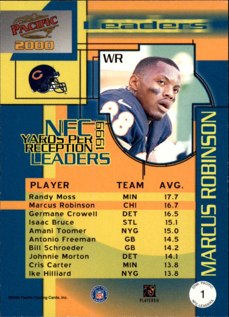 2000 Pacific NFC Leaders #1 Marcus Robinson back image
