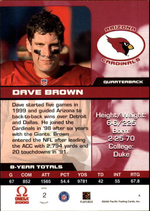2000 Pacific Omega #2 Dave Brown back image
