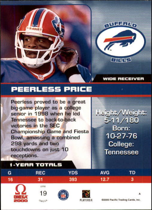 2000 Pacific Omega #19 Peerless Price back image