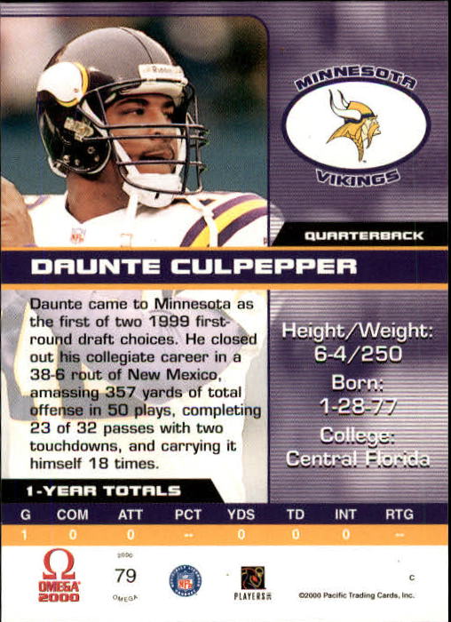 2000 Pacific Omega #79 Daunte Culpepper back image