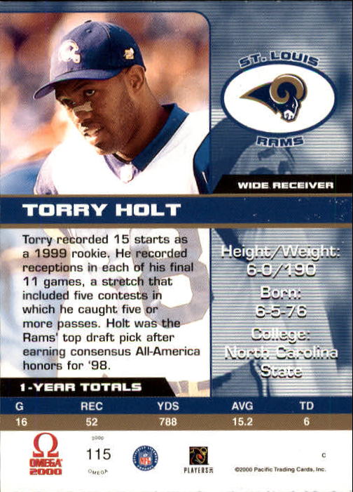 2000 Pacific Omega #115 Torry Holt back image