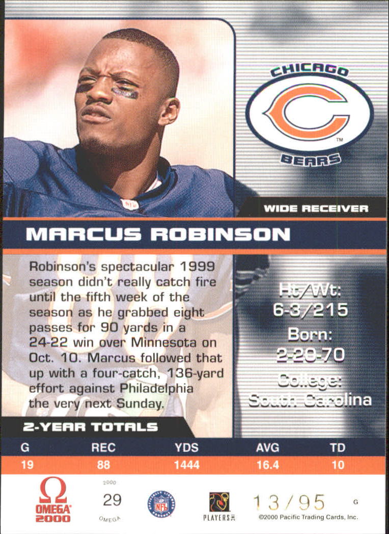 2000 Pacific Omega Gold #29 Marcus Robinson back image