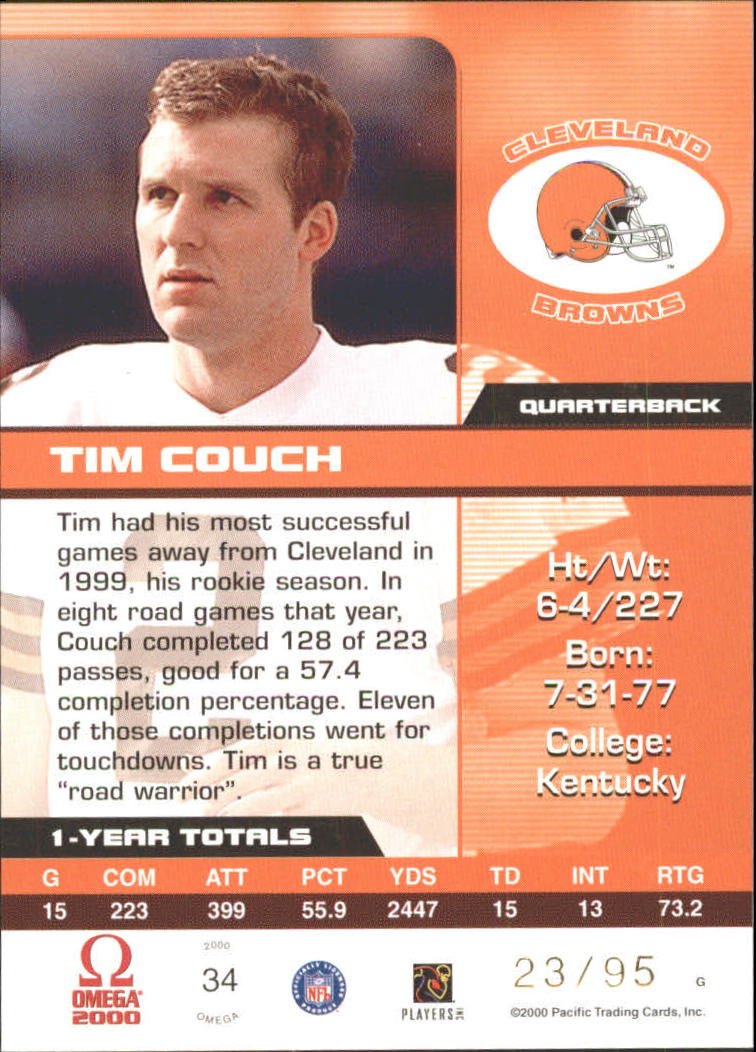 2000 Pacific Omega Gold #34 Tim Couch back image