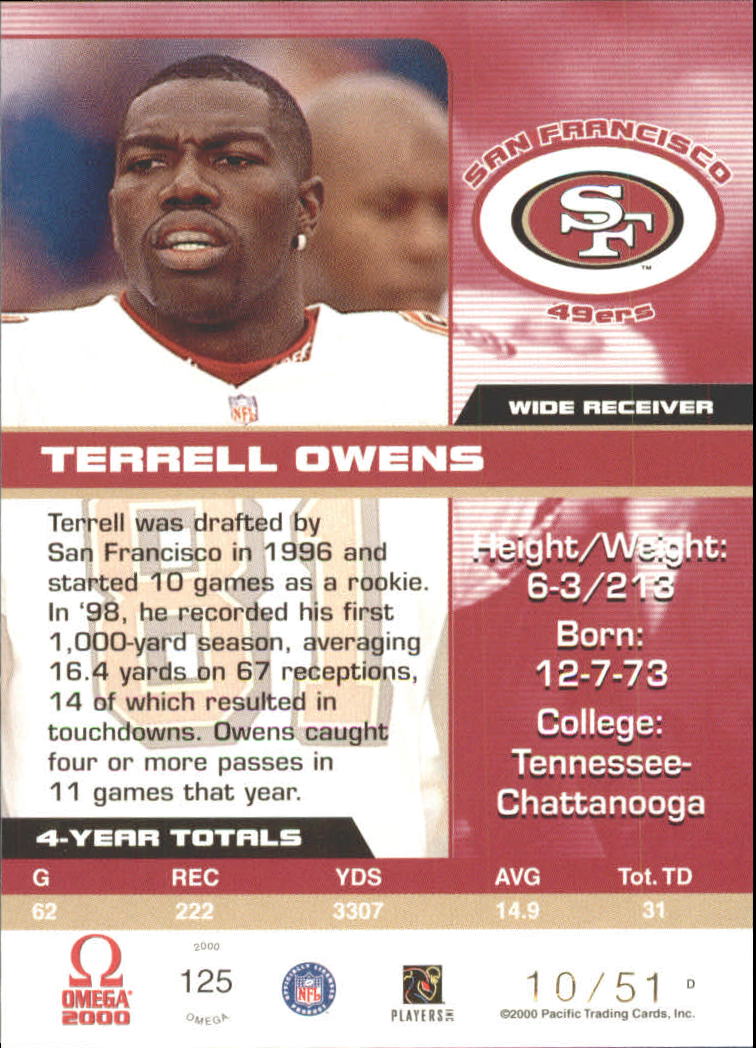 2000 Pacific Omega Platinum Blue #125  Terrell Owens