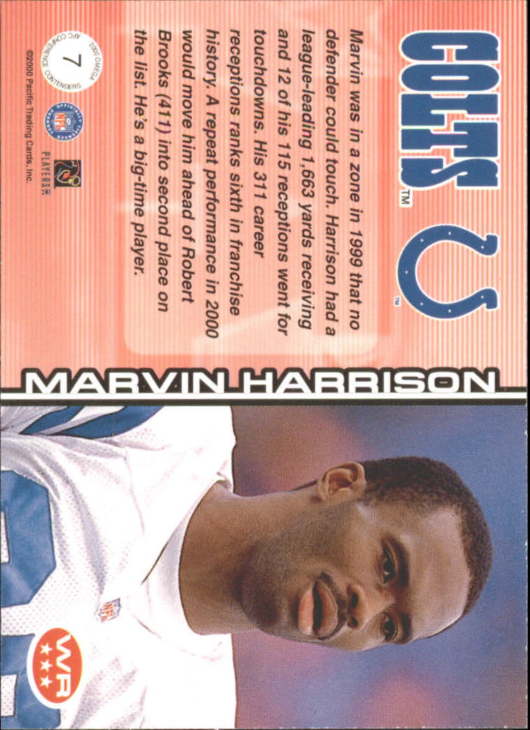 2000 Pacific Omega AFC Conference Contenders #7 Marvin Harrison back image