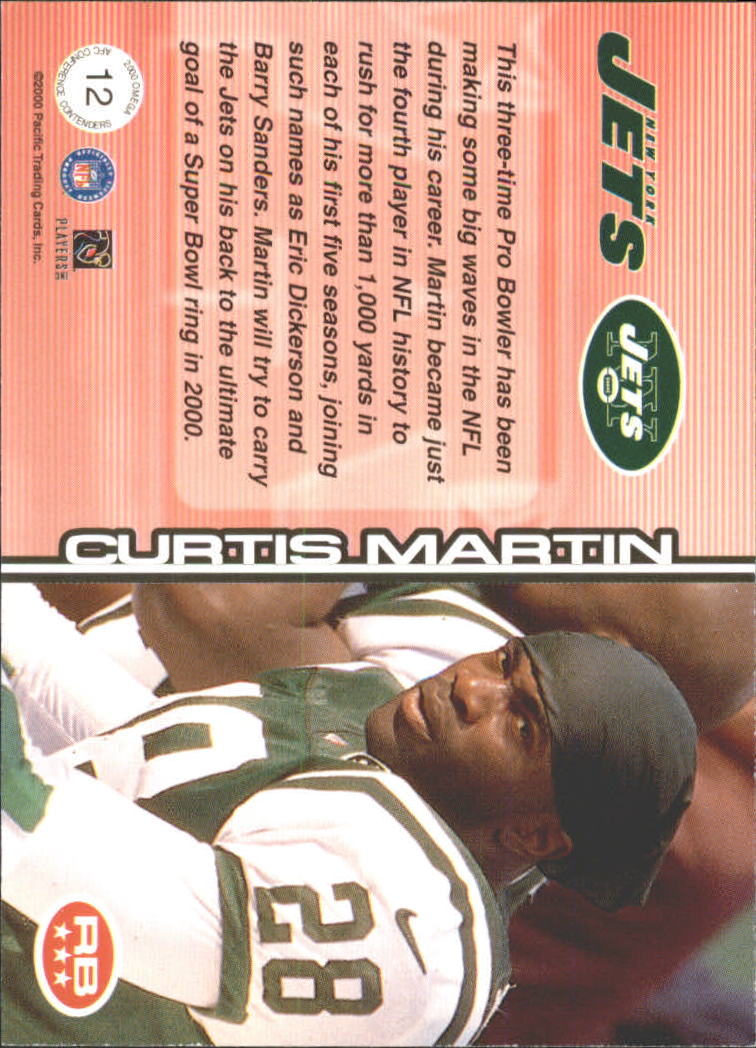 2000 Pacific Omega AFC Conference Contenders #12 Curtis Martin back image