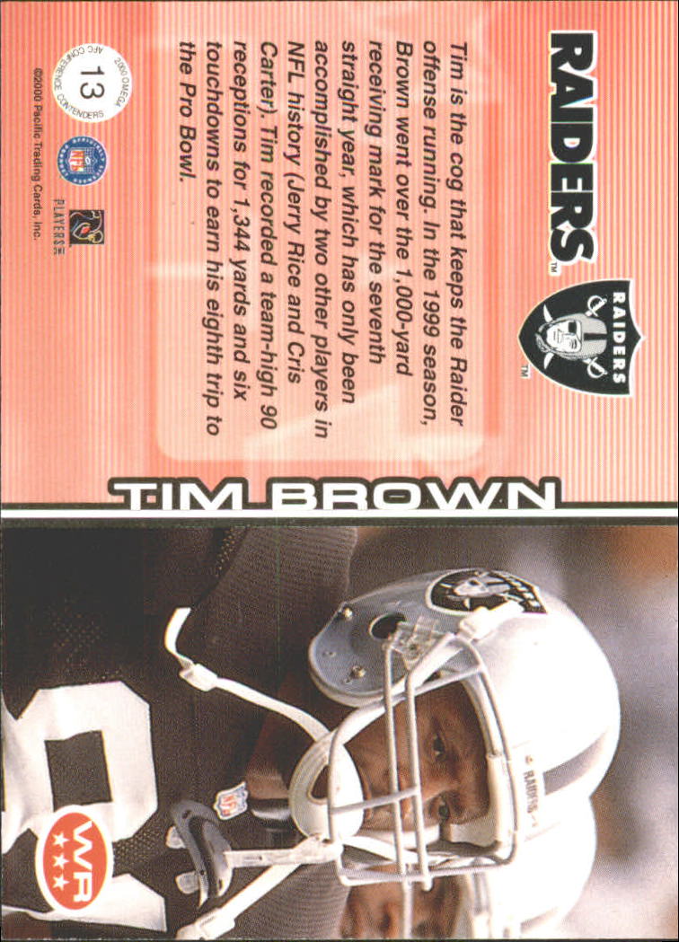 2000 Pacific Omega AFC Conference Contenders #13 Tim Brown back image