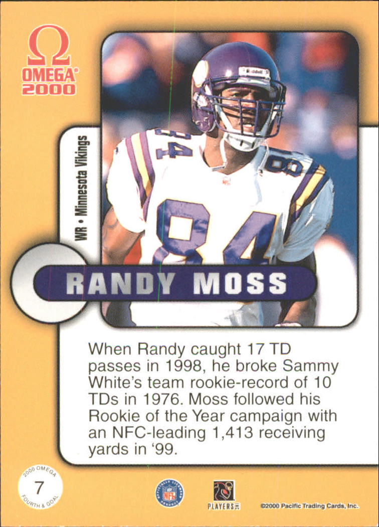 2000 Pacific Omega Fourth and Goal #7 Randy Moss back image