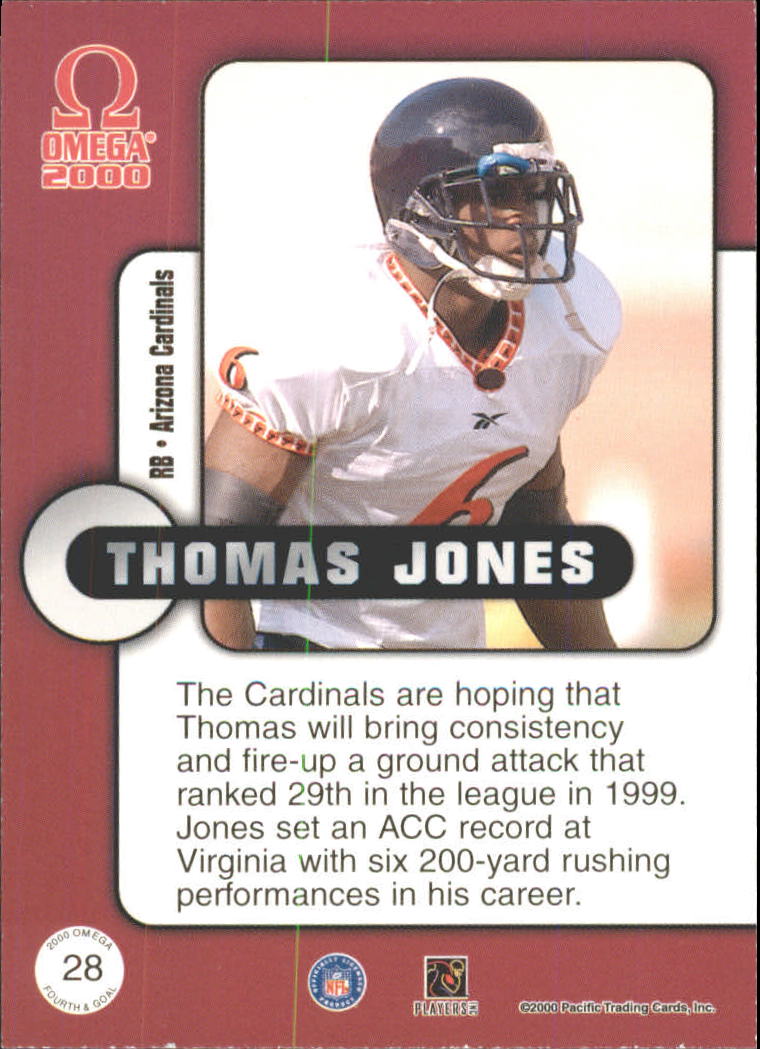 2000 Pacific Omega Fourth and Goal #28 Thomas Jones back image