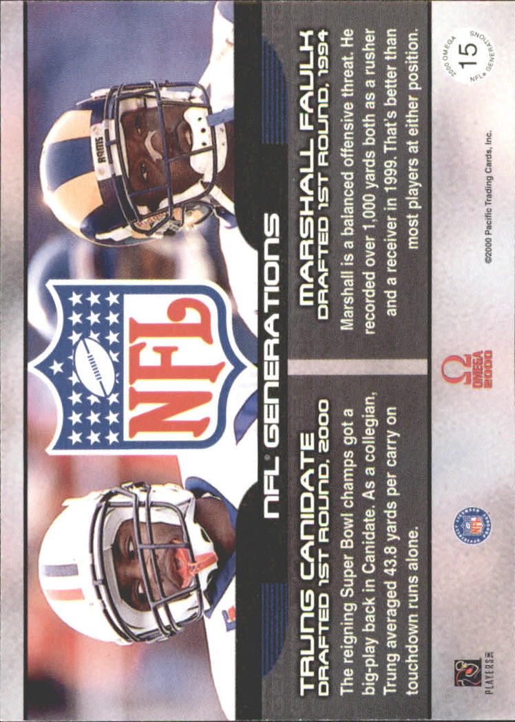 2000 Pacific Omega Generations #15 M.Faulk/T.Canidate