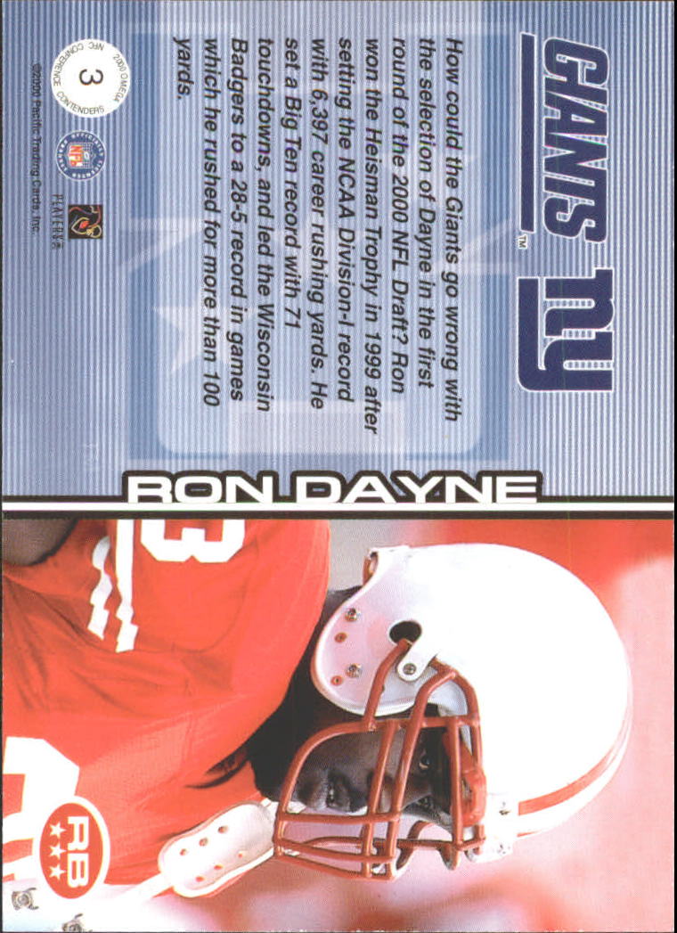 2000 Pacific Omega NFC Conference Contenders #3 Ron Dayne back image