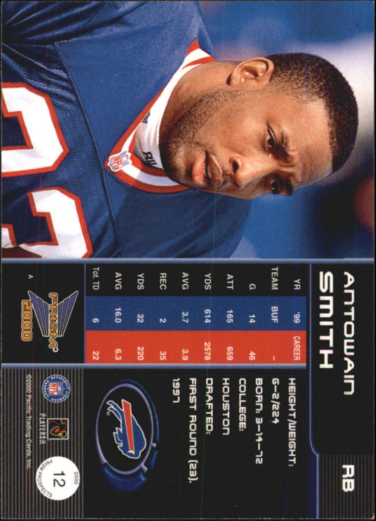 2000 Pacific Prism Prospects #12 Antowain Smith back image