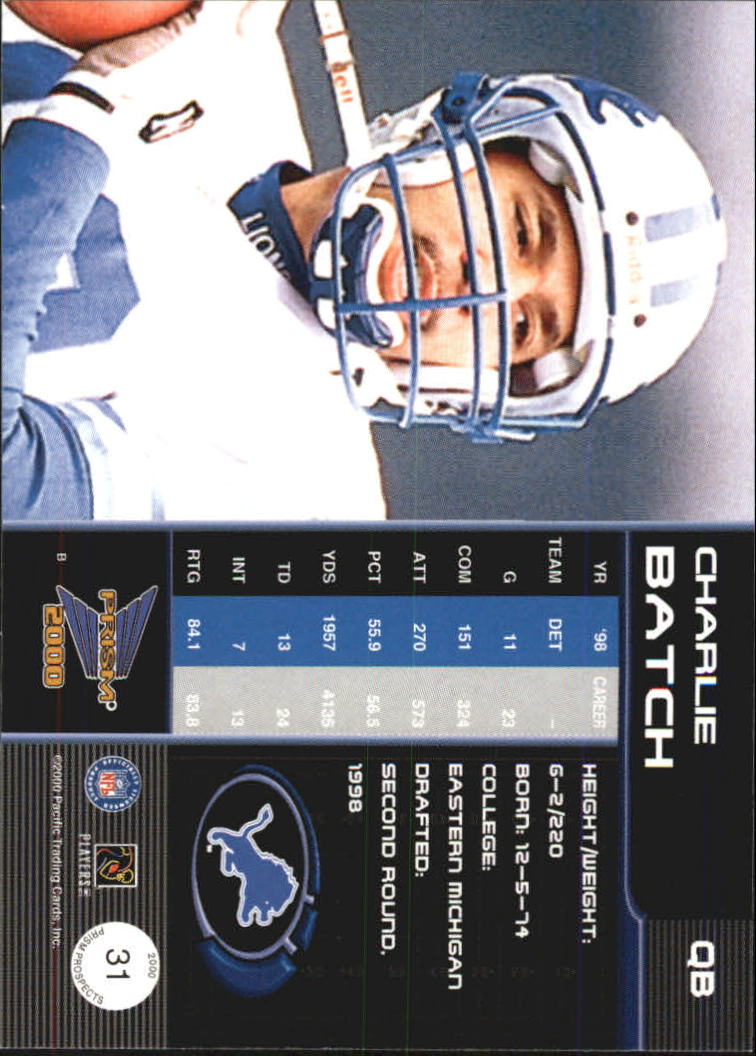 2000 Pacific Prism Prospects #31 Charlie Batch back image