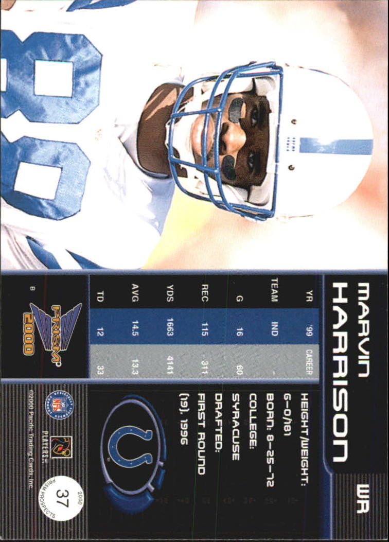 2000 Pacific Prism Prospects #37 Marvin Harrison back image