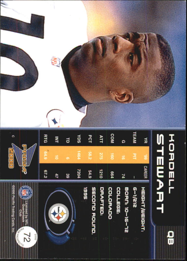 2000 Pacific Prism Prospects #72 Kordell Stewart back image