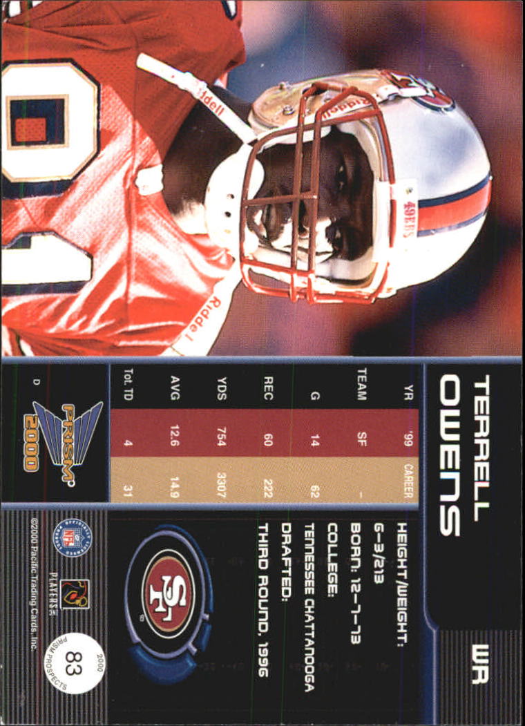 2000 Pacific Prism Prospects #83 Terrell Owens back image
