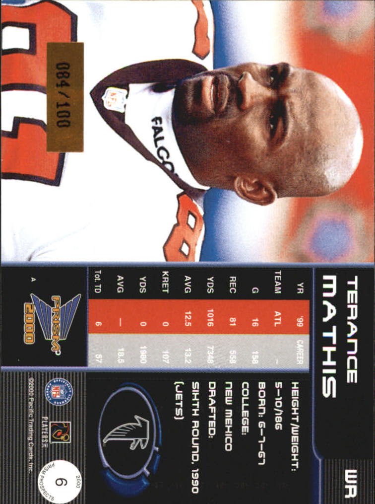2000 Pacific Prism Prospects Holographic Blue #6 Terance Mathis back image