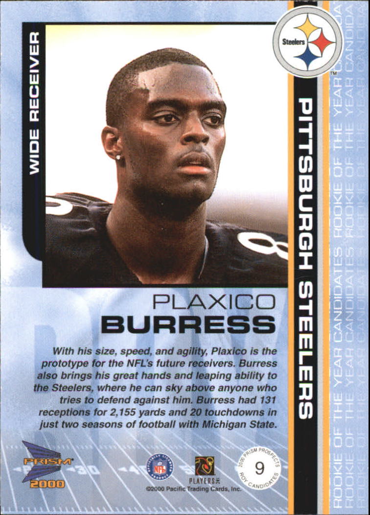 2000 Pacific Prism Prospects ROY Candidates #9 Plaxico Burress back image