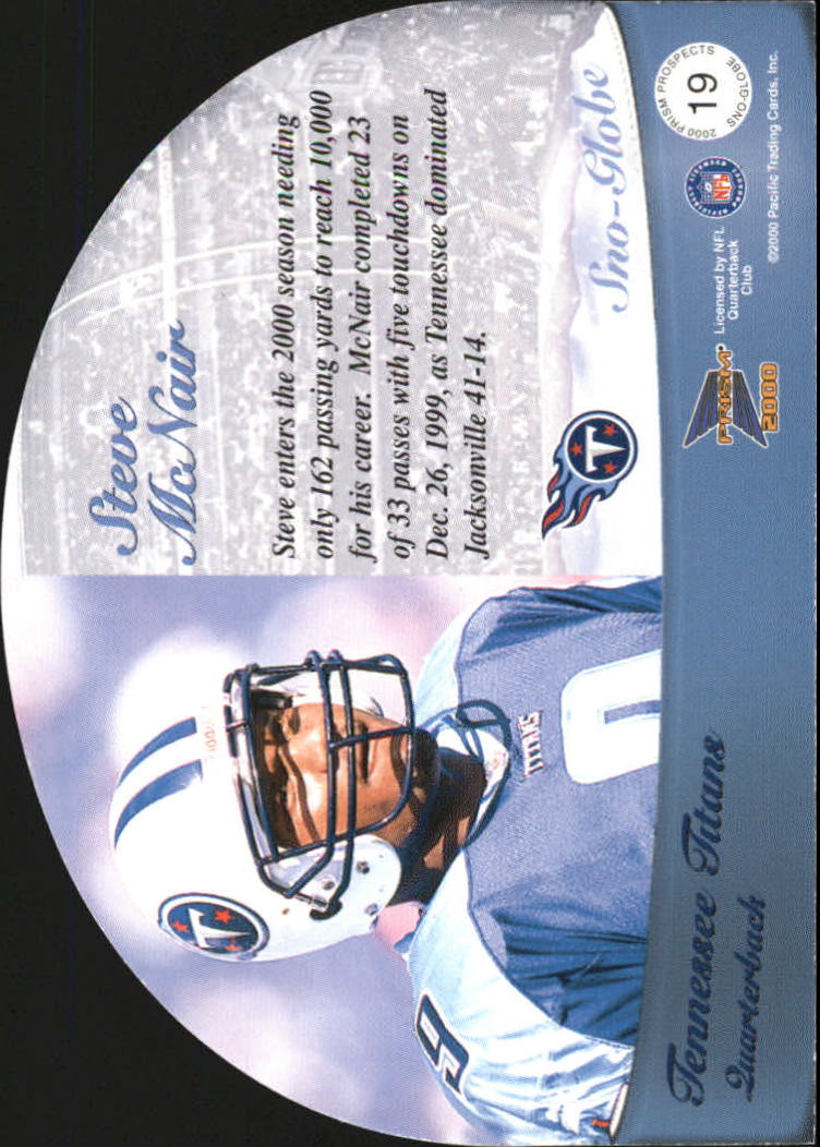 2000 Pacific Prism Prospects Sno-Globe Die Cuts #19 Steve McNair back image