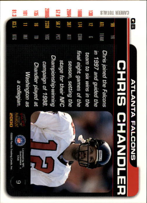 2000 Paramount #9 Chris Chandler back image