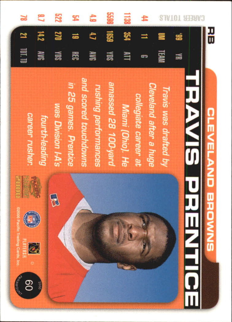 2000 Paramount HoloSilver #60 Travis Prentice back image