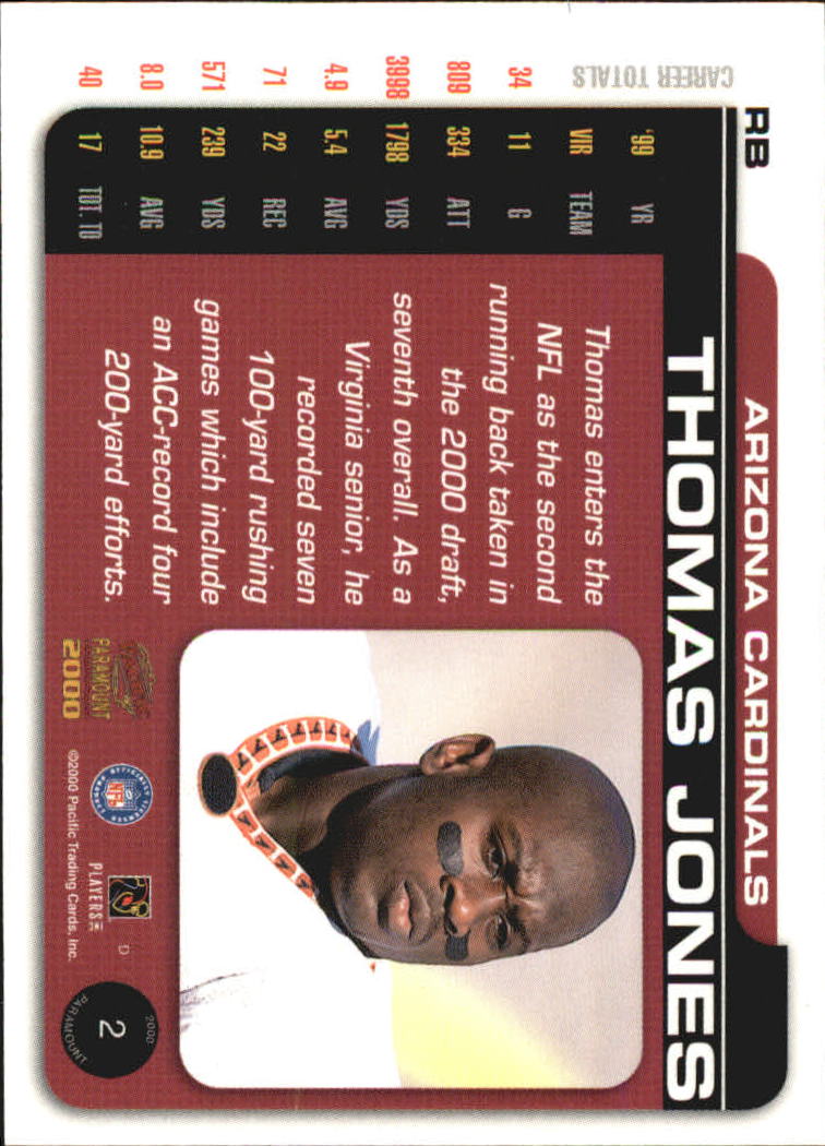 2000 Paramount Premiere Date #2 Thomas Jones back image