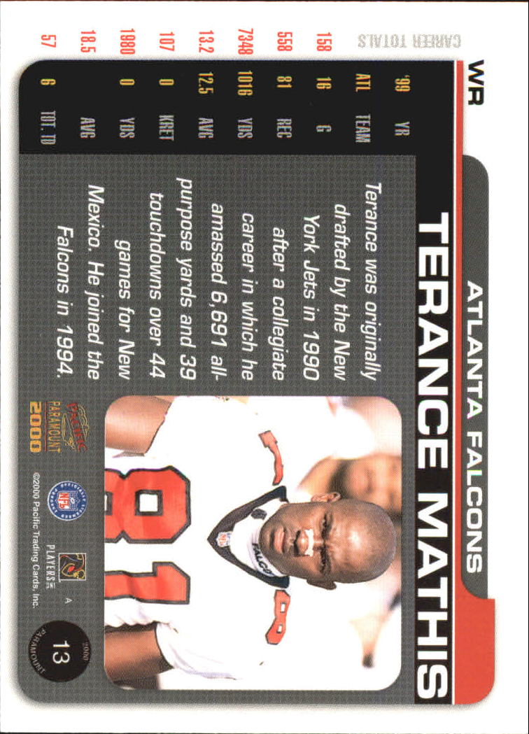 2000 Paramount Premiere Date #13 Terance Mathis back image