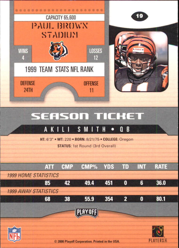 2000 Playoff Contenders #19 Akili Smith back image