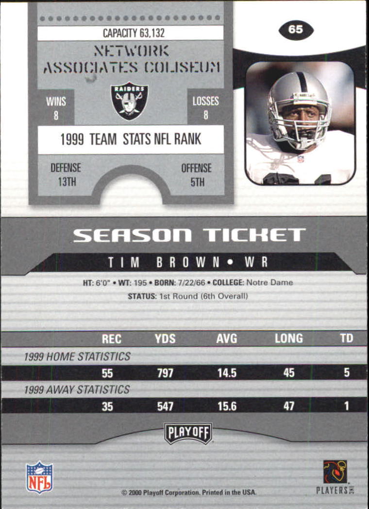 2000 Playoff Contenders #65 Tim Brown back image