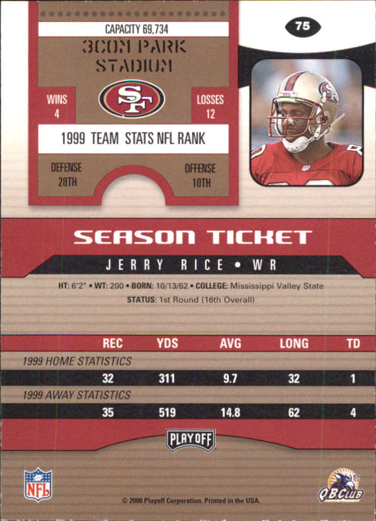 2000 Playoff Contenders #75 Jerry Rice back image