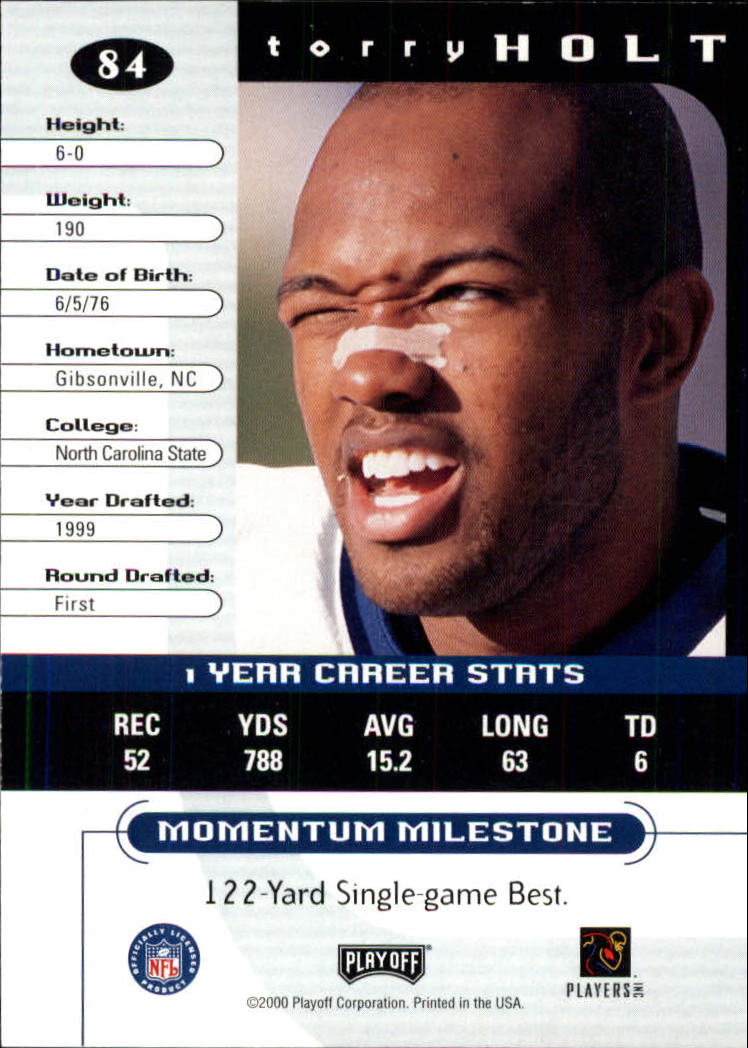 2000 Playoff Momentum #84 Torry Holt back image