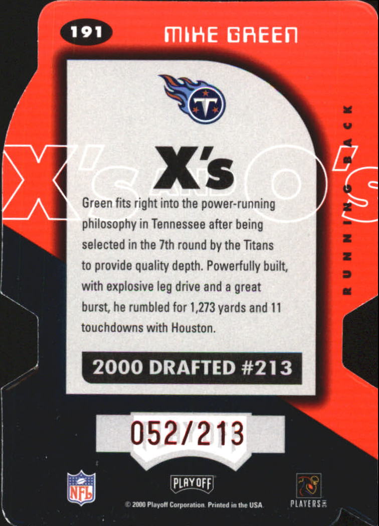 2000 Playoff Momentum X's #191 Mike Green/213 back image