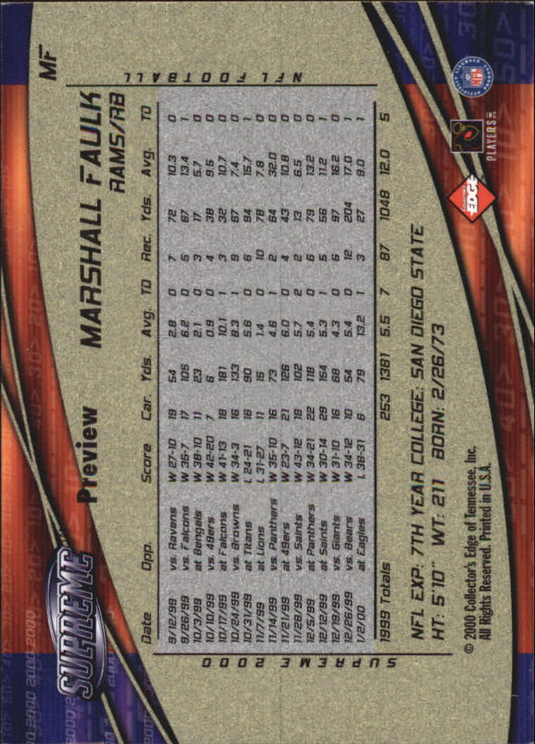 2000 Collector's Edge Supreme Football Cards - Picture 43 of 46