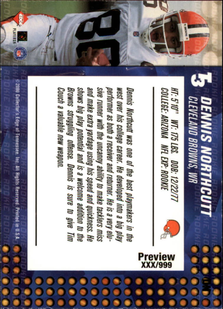 2000 Collector's Edge T3 Previews #DN Dennis Northcutt back image