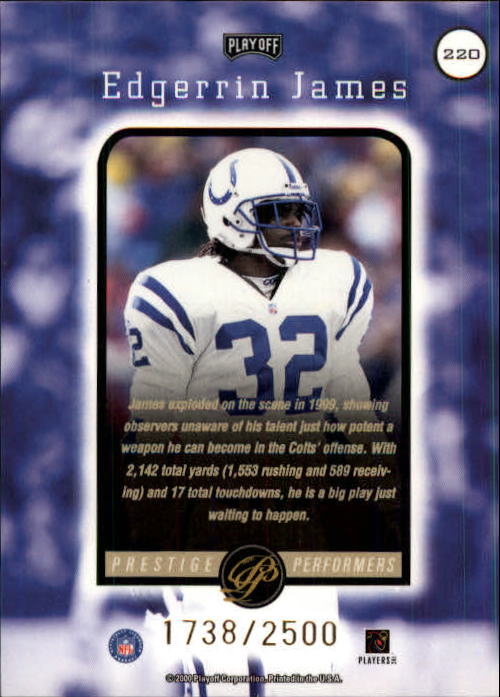 2000 Playoff Prestige #220 Edgerrin James PP back image