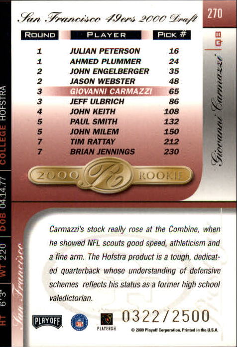2000 Playoff Prestige Football "Main Set" Cards - Bild 217 von 223
