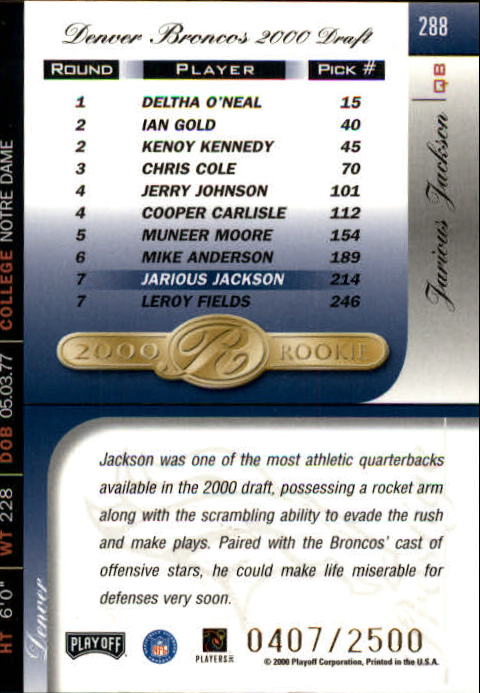 2000 Playoff Prestige Football "Main Set" Cards - Bild 219 von 223