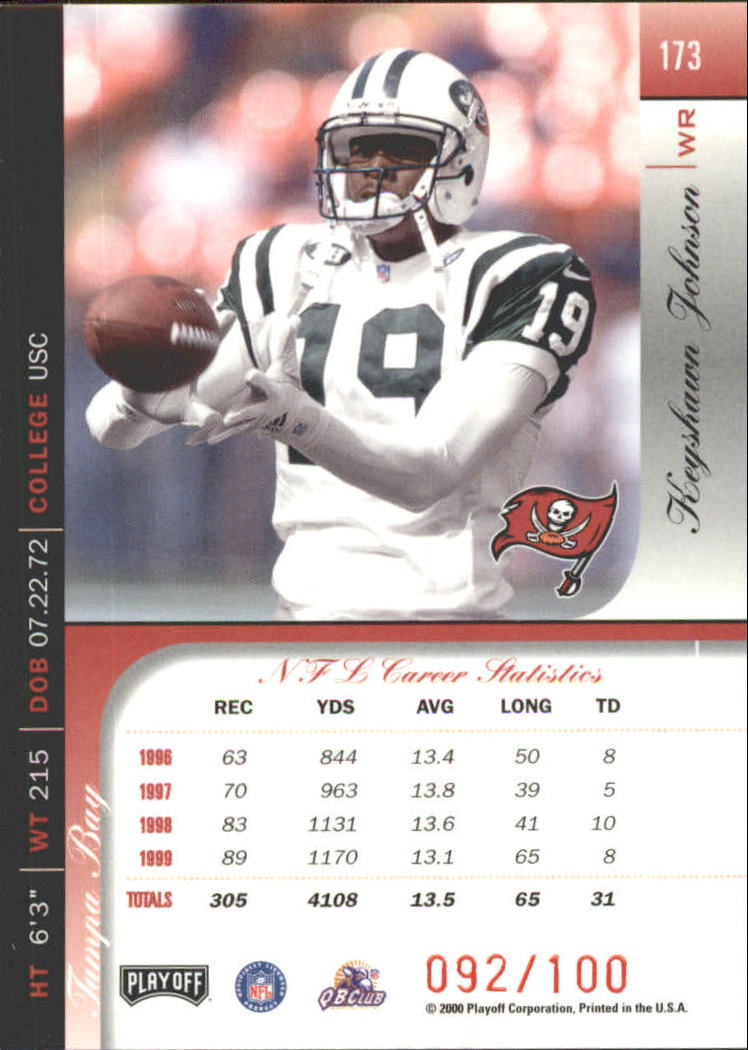 2000 Playoff Prestige Spectrum Red #173 Keyshawn Johnson #'d to 100