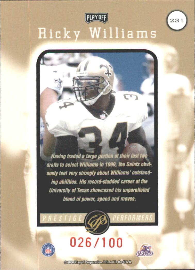 2000 Playoff Prestige Spectrum Red #231 Ricky Williams PP #'d to 100
