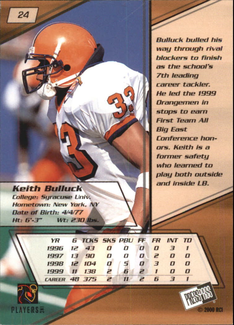 2000 Press Pass #24 Keith Bulluck back image