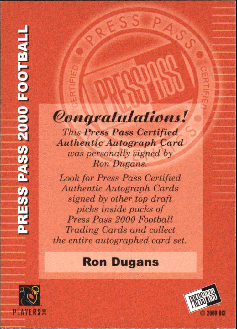 2000 Press Pass Autographs #14 Ron Dugans back image
