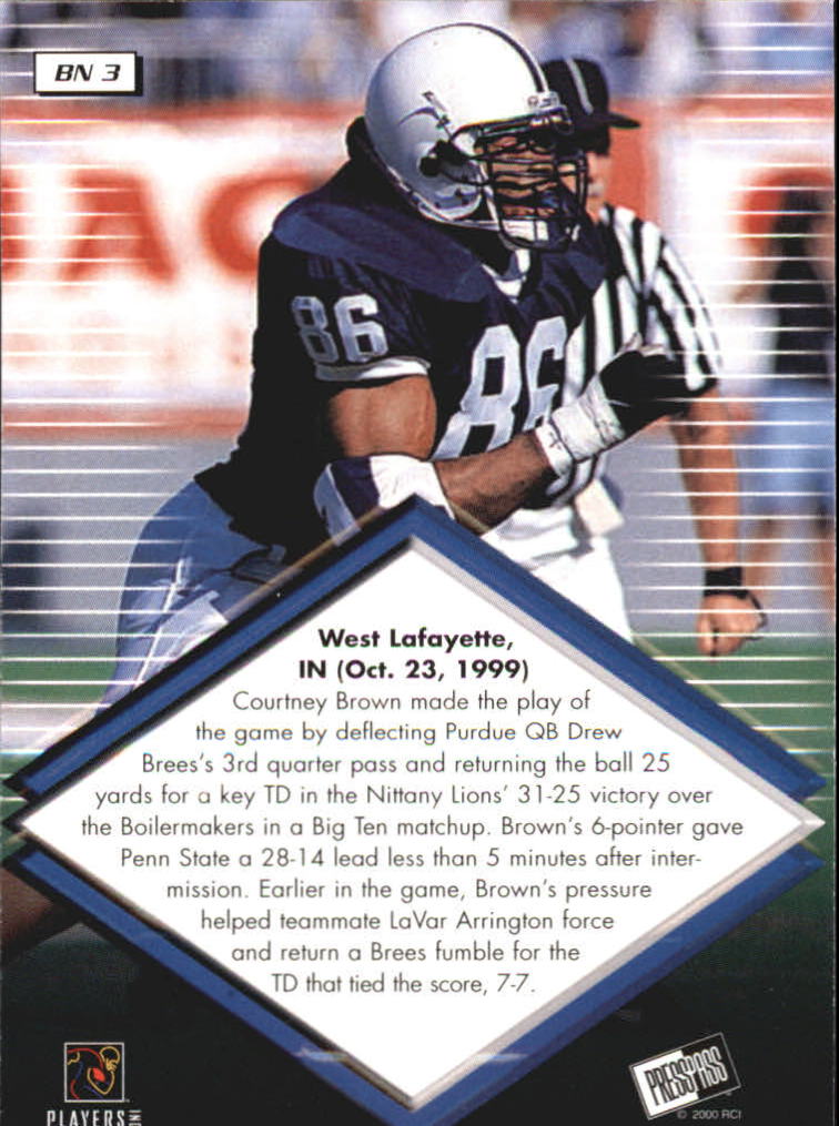 2000 Press Pass Big Numbers #BN3 Courtney Brown back image
