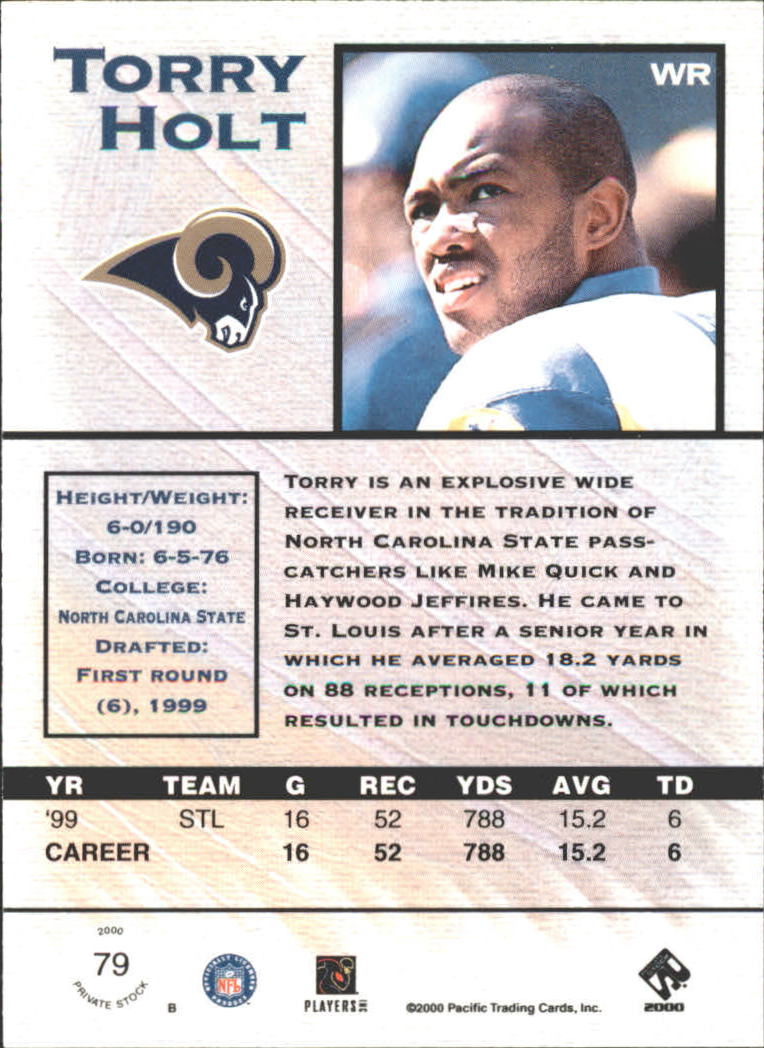 2000 Private Stock Premiere Date #79 Torry Holt back image