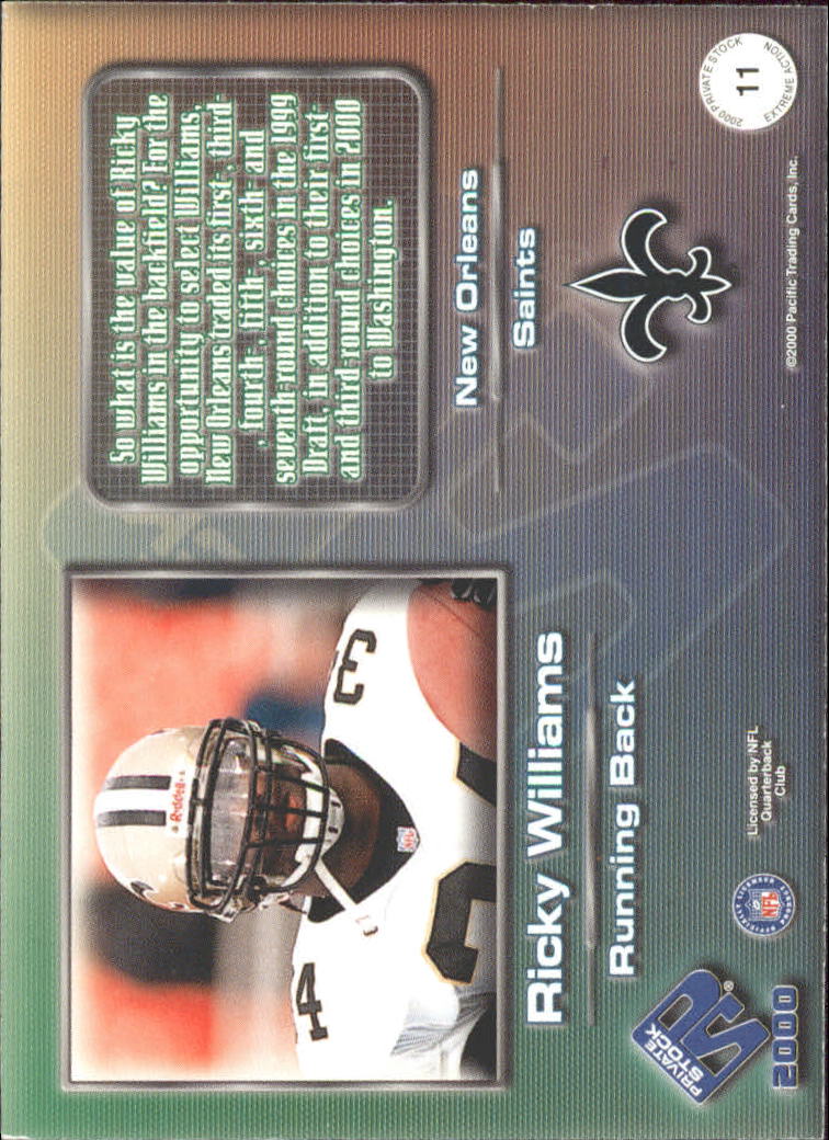 2000 Private Stock Extreme Action #11 Ricky Williams back image