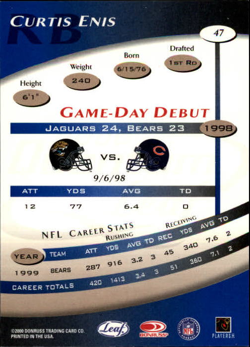 2000 Quantum Leaf #47 Curtis Enis back image