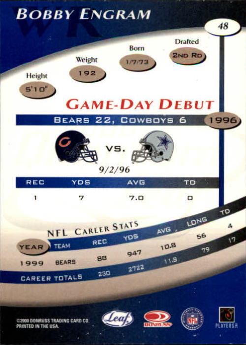 2000 Quantum Leaf #48 Bobby Engram back image