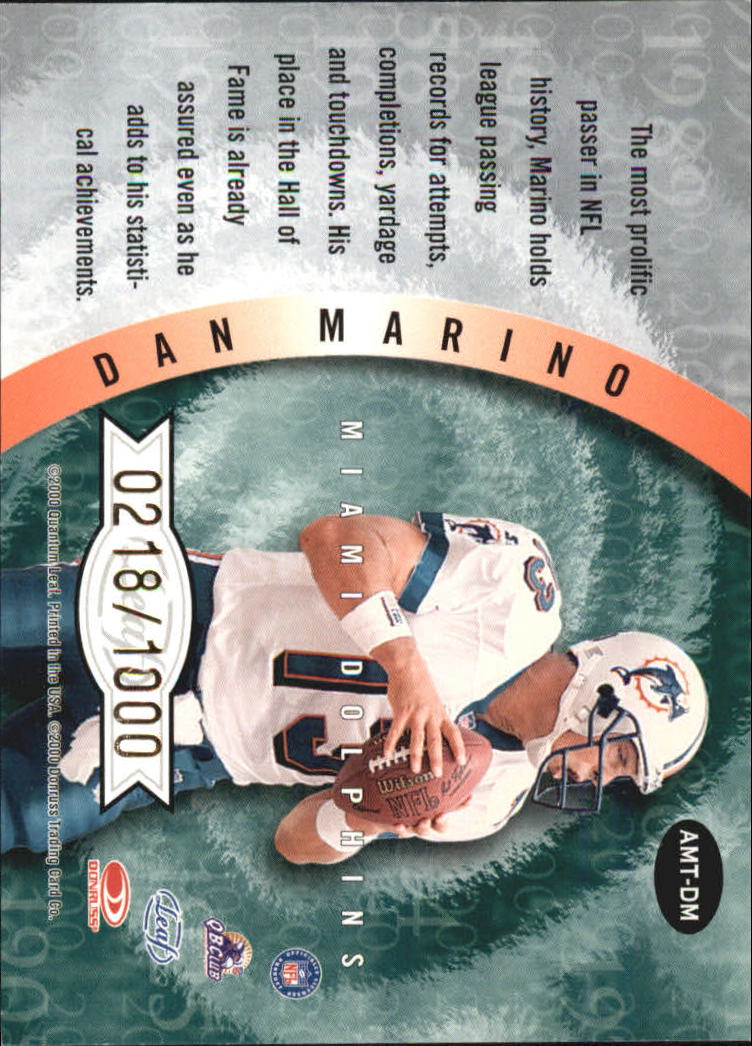 2000 Quantum Leaf All-Millennium Team #DM Dan Marino back image