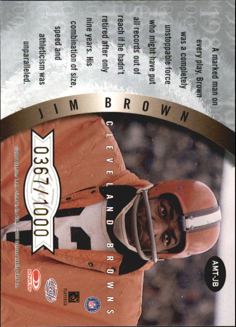 2000 Quantum Leaf All-Millennium Team #JB Jim Brown back image
