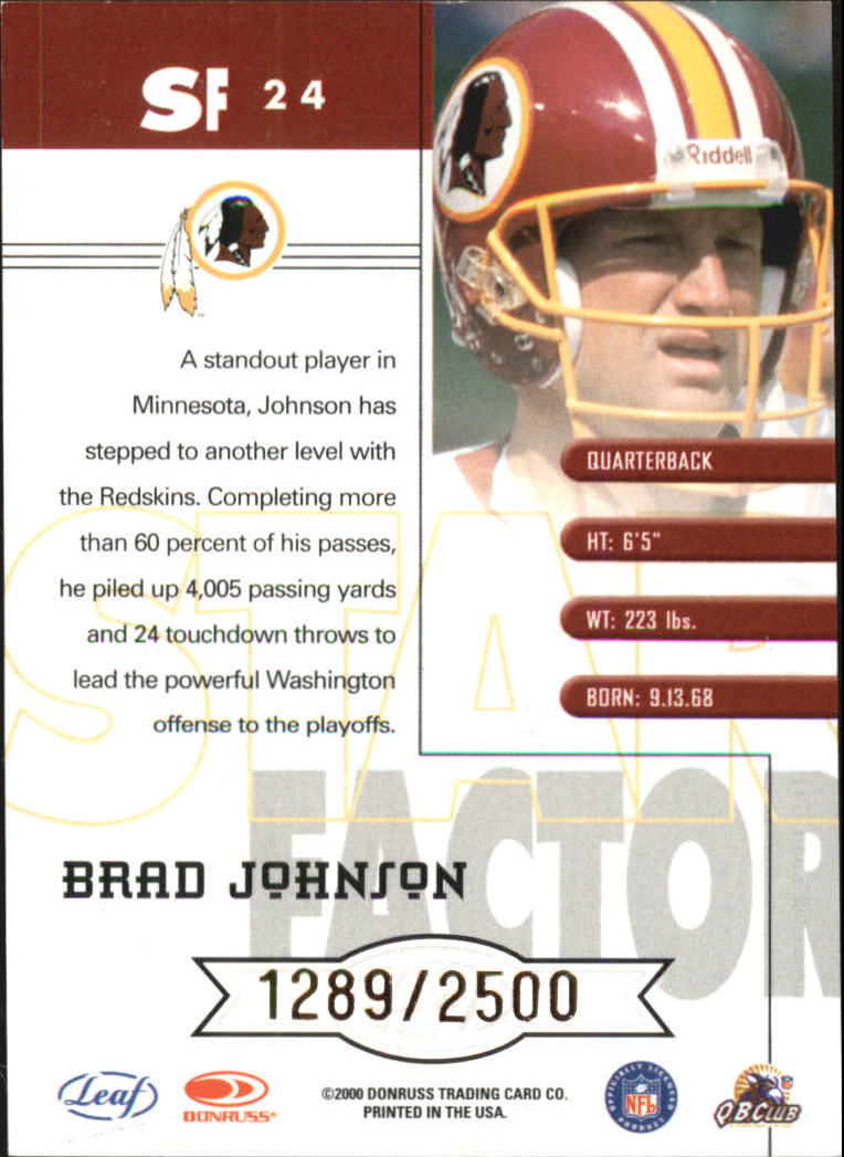 2000 Quantum Leaf Star Factor #SF24 Brad Johnson