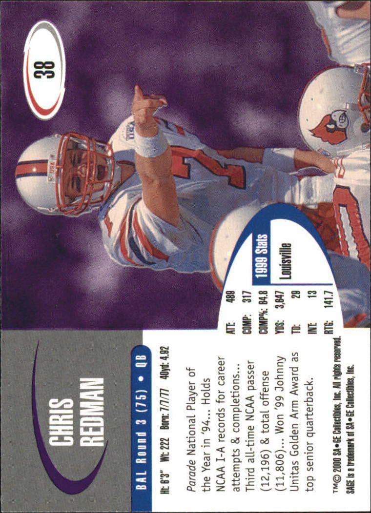 2000 SAGE #38 Chris Redman back image